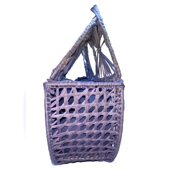 🆕~ House of Harlow handcrafted Dusty Blue Straw Cage Bag NWT. Great for summer! - Picture 3 of 10